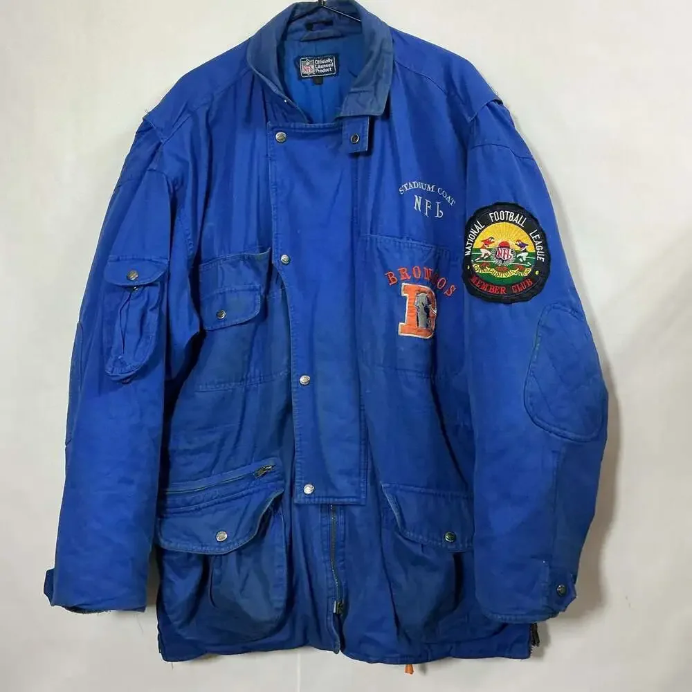Vintage Denver Broncos NFL Stadium Coat Jacket Blue Men's Large